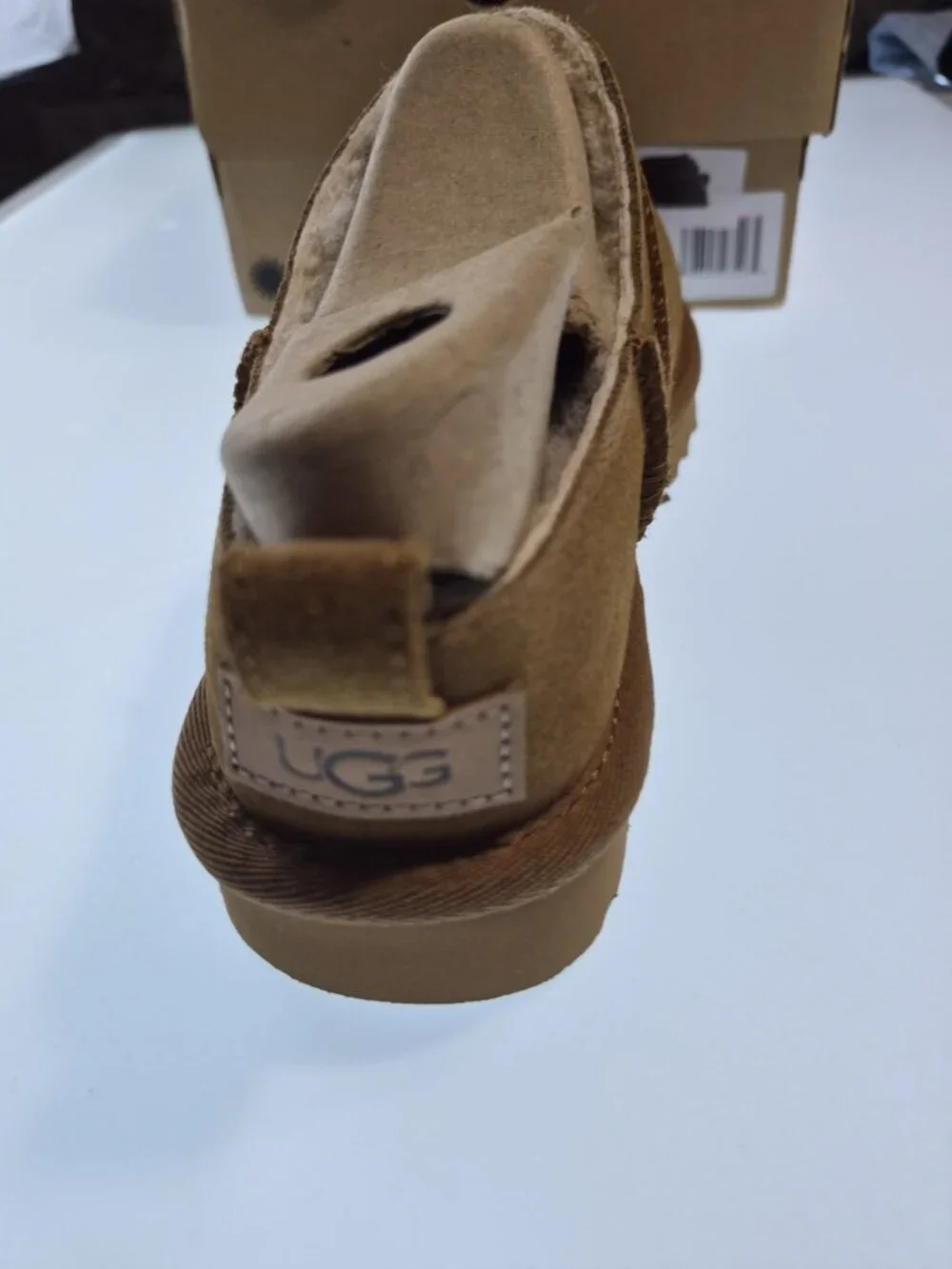 UGG Classic Micro Womens Sz 7 Chestnut Suede Sherpa